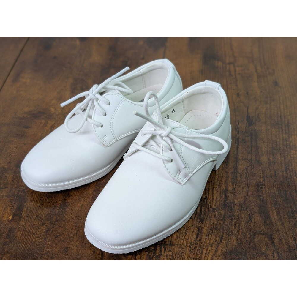 Boys Tip Top White Formal Tied Lace-up Leather Shoe Size 8